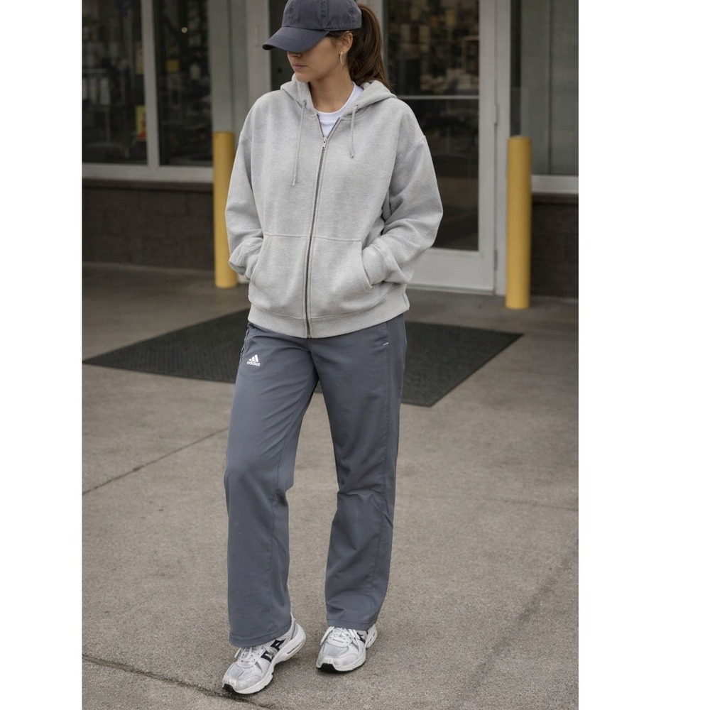 Adidas Women's 12 Grey Mesh Lined Track Pants Gorpcore Streetwear Vtg Y2kstyle